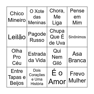 BINGO MUSICAL Bingo Card