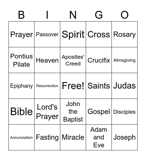Bible Bingo Card