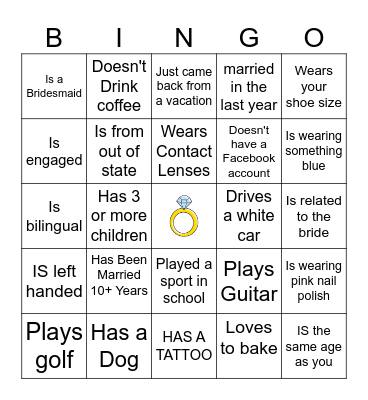 Find The Guest Bingo Card