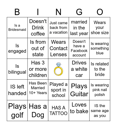 Find The Guest Bingo Card