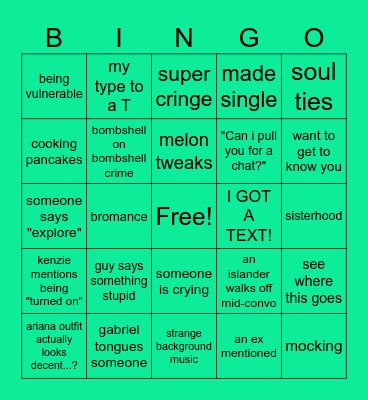 Love Island #4 Bingo Card