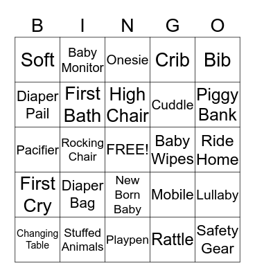 Baby Shower Bingo Card