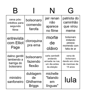 Dark Horse(filminho do bolsonaro) Bingo Card