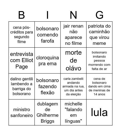 Dark Horse(filminho do bolsonaro) Bingo Card