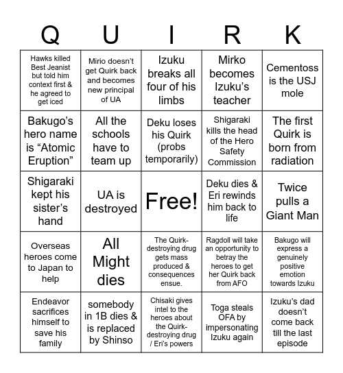 MHA S6-8 Bingo Card