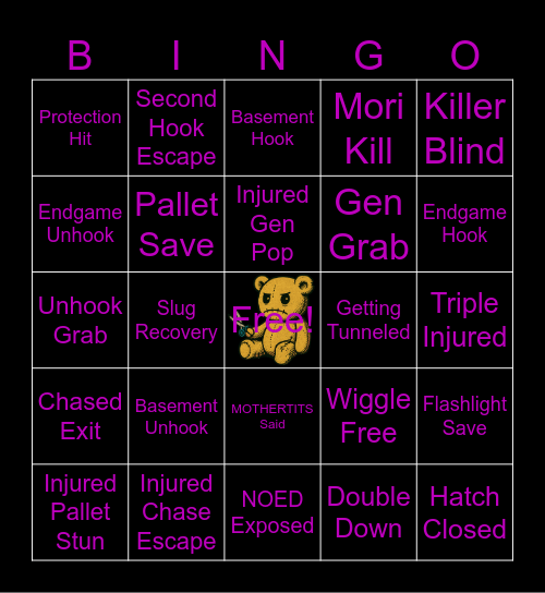 Yerookin's DBD Bingo Card