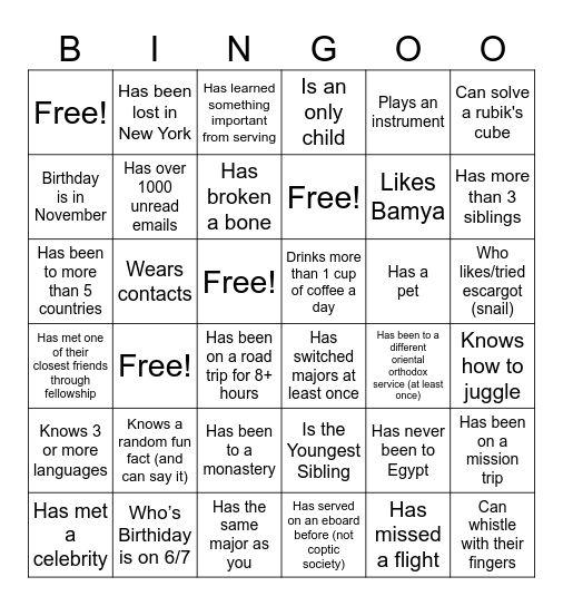 Find Someone Who.... Bingo Card