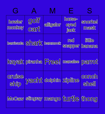 Beach Bingo Card