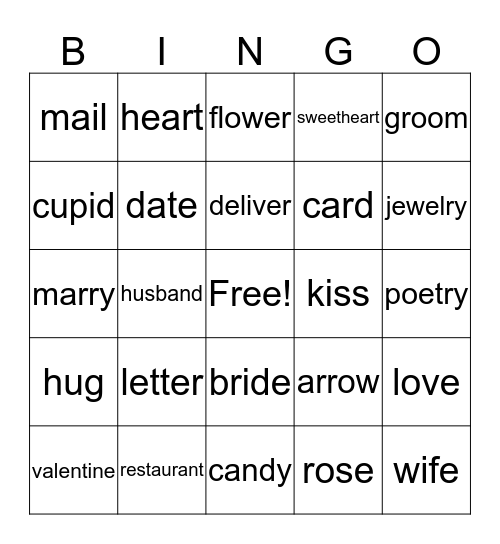 Happy Valentine's Day Bingo Card