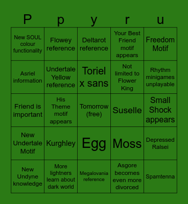 Deltarune Chap. 5 Bingo Card