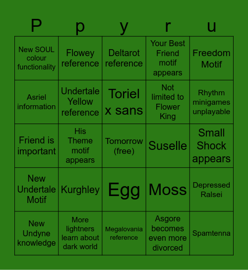 Deltarune Chap. 5 Bingo Card