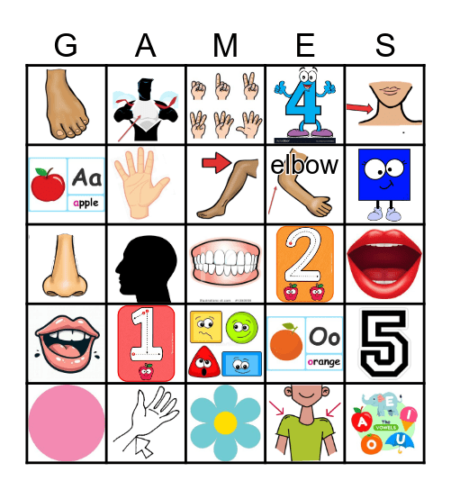 BODY PARTS Bingo Card