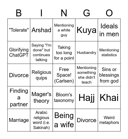 Dr. Leelingo Bingo Card