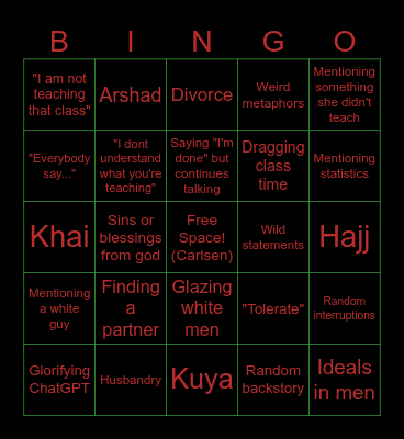 Dr. Leelingo Bingo Card