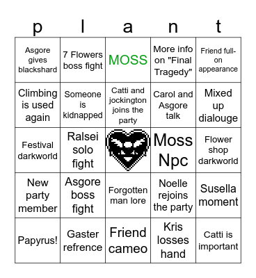 Deltarune chapter 5 Bingo Card