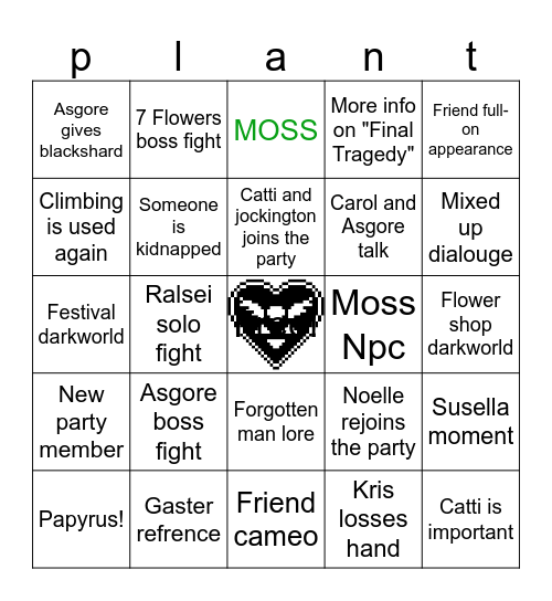Deltarune chapter 5 Bingo Card