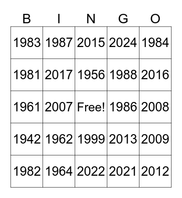 Your Year Bingo Card