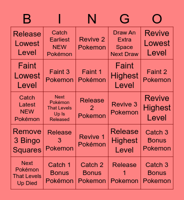 Pokemon Red Bingo Card