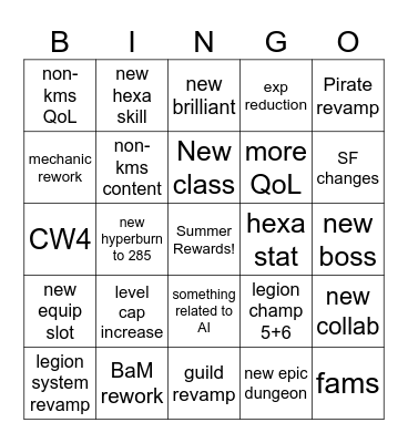 KMS Summer Bingo Card