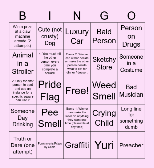 Downtown Bingo Card