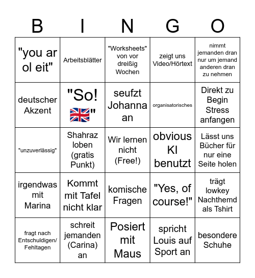 Frambach Bingo Card