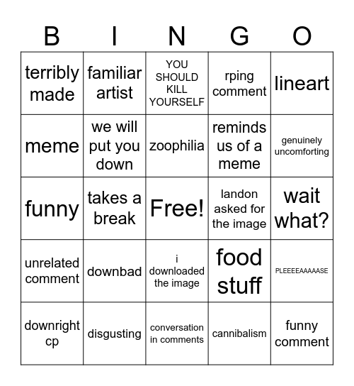 rule34 bingo Card