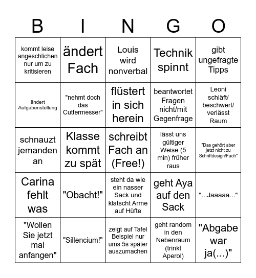 Bräuer Bingo Card