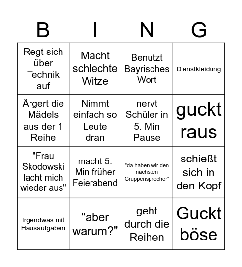 Urban Bingo Card
