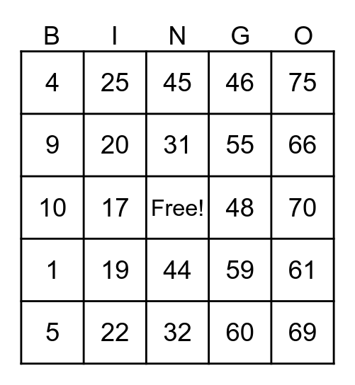 Untitled Bingo Card