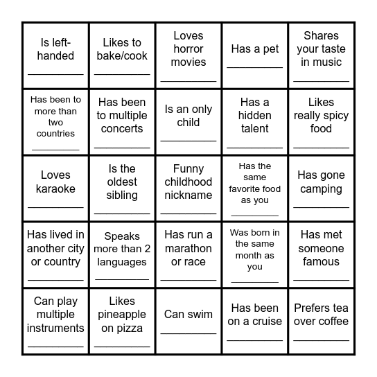 Icebreaker Bingo: Find Someone Who Bingo Card