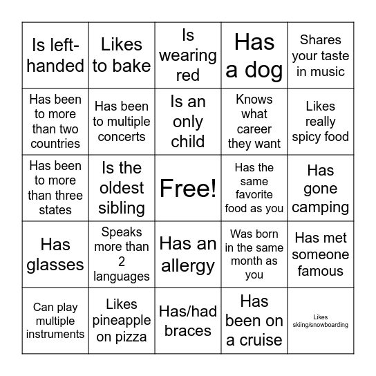 Icebreaker Bingo: Find Someone Who Bingo Card