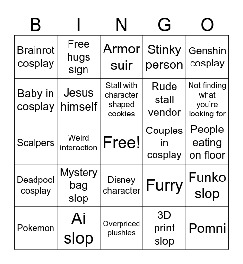 Convention bingo P.R Bingo Card