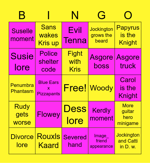 DELTARUNE chapter 5 Bingo Card