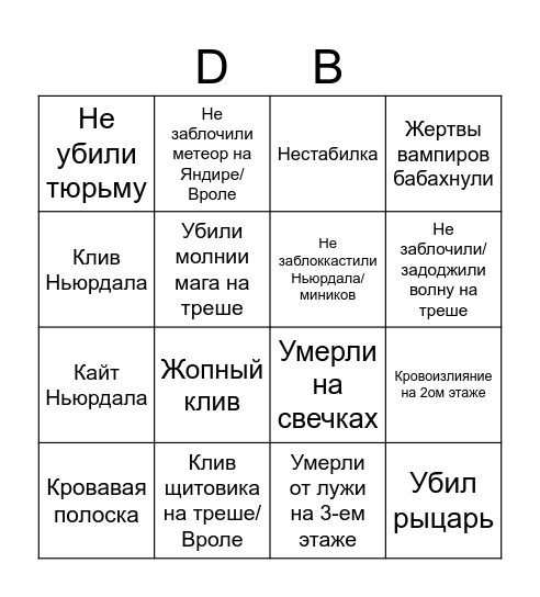 DB Bingo Card