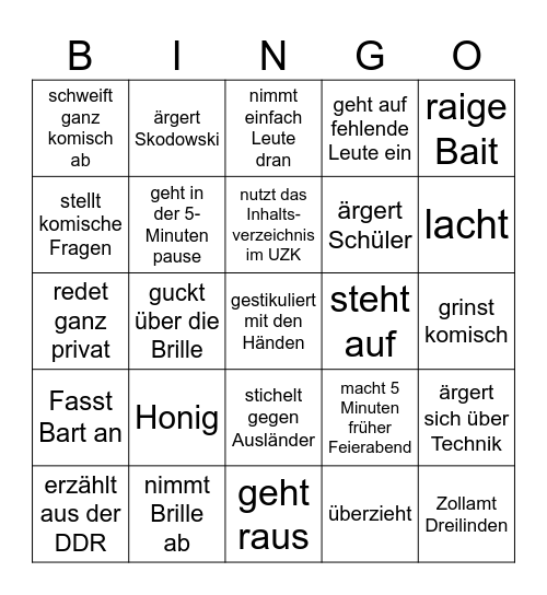 Honig-Bingo Card