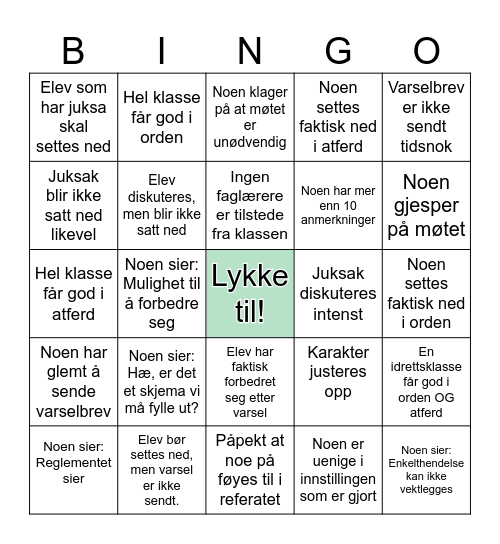 Karaktermøtebingo <3 Bingo Card