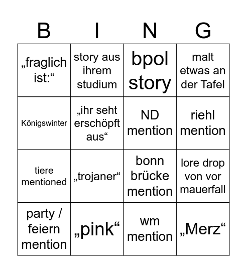 gesine bingo Card