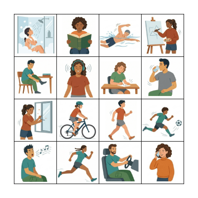 Action Words Bingo Card