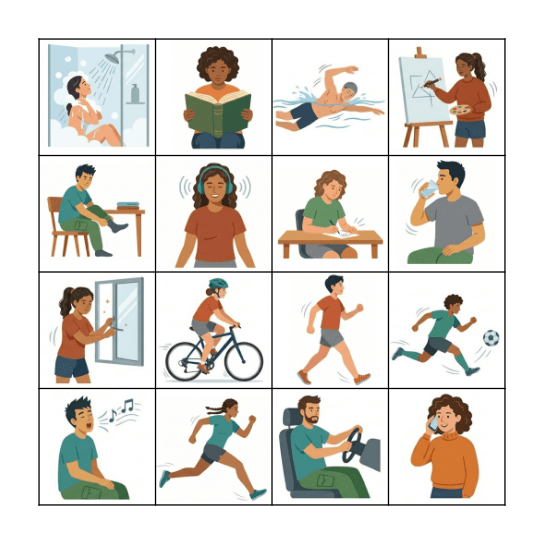 Action Words Bingo Card