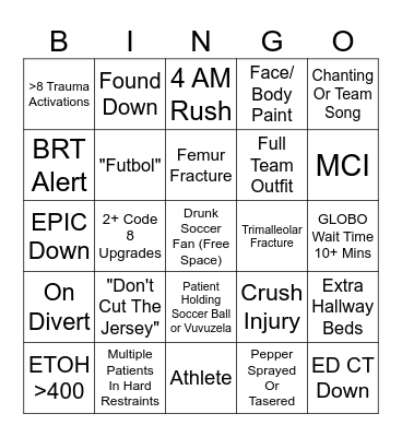 World Cup in the ED Bingo Card