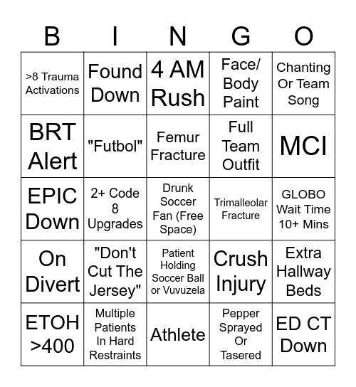 World Cup in the ED Bingo Card
