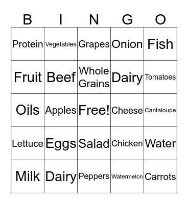Healthy Habits BINGO Card