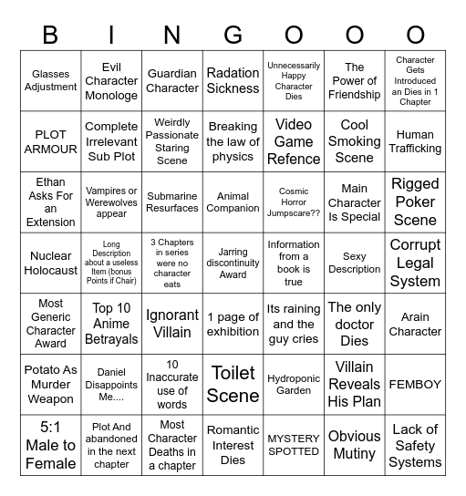 Story Guessing Plot Bingo Card