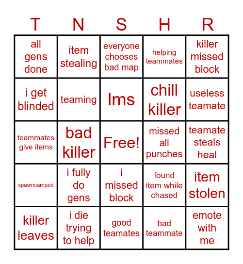 swapsaken bingo Card