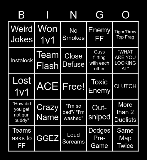 (FILTHY) Valorant Bingo Card
