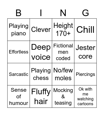 My ideal type Bingo Card