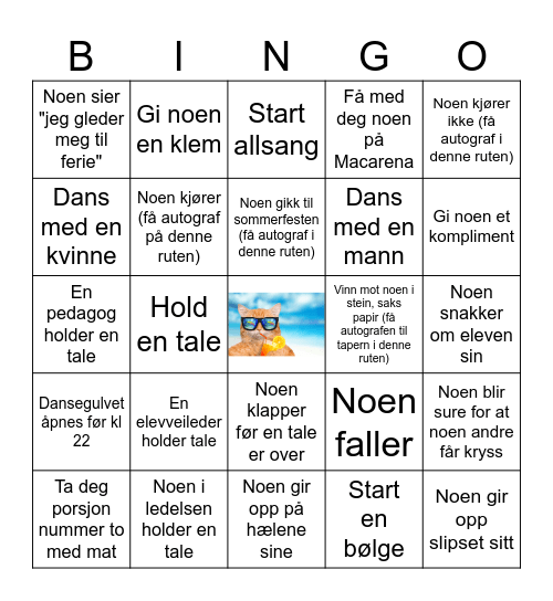 Vikersund Skole's Sommerfest Bingo Card