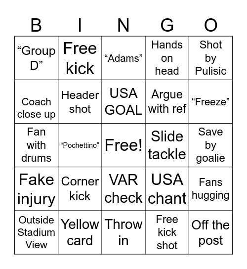 USA vs Paraguay Bingo Card