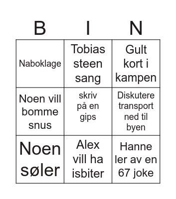Kreklingbakken Bingo Card