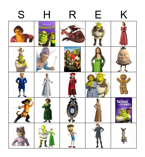 Shrek Bingo Card